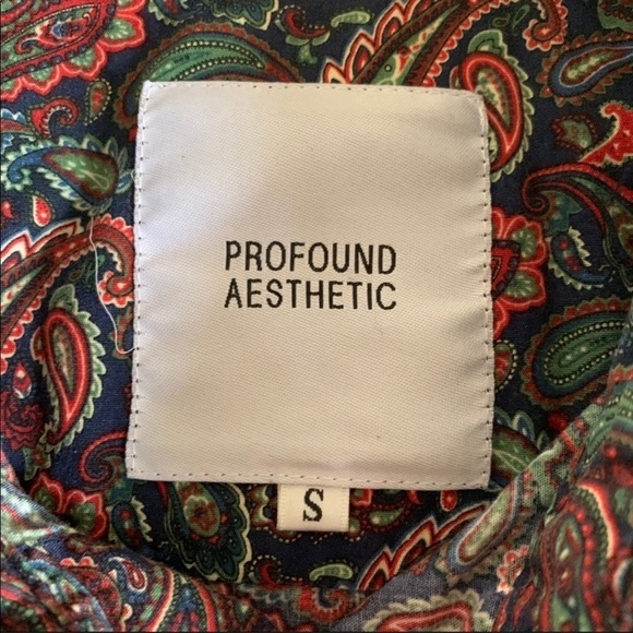 Profound Aesthetic Men’s Slim Cotton Paisley Button Down Shirt Size Small - Picture 8 of 8